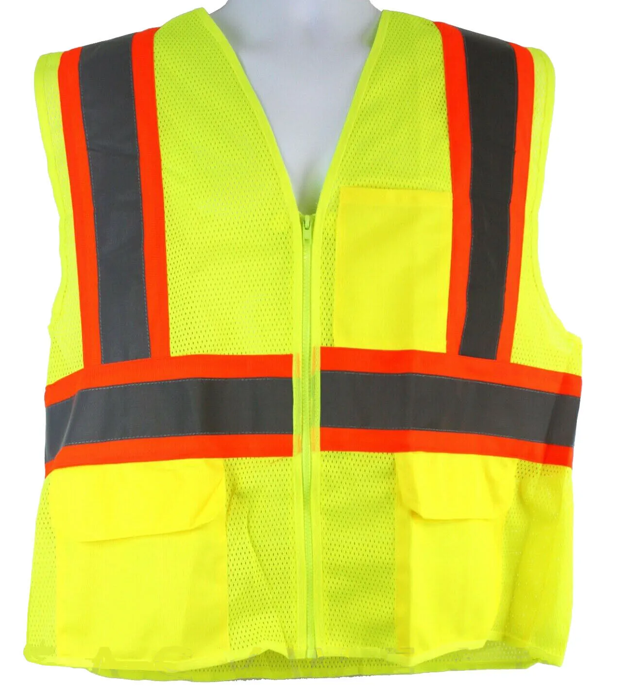 2 Pack Reflective Safety Work Vest High Visibility Pockets Construction Traffic