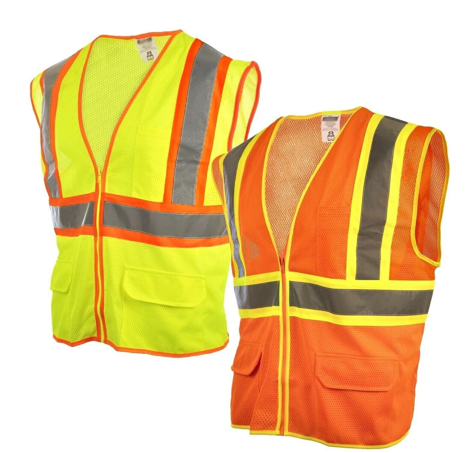 2 Pack Reflective Safety Work Vest High Visibility Pockets Construction Traffic