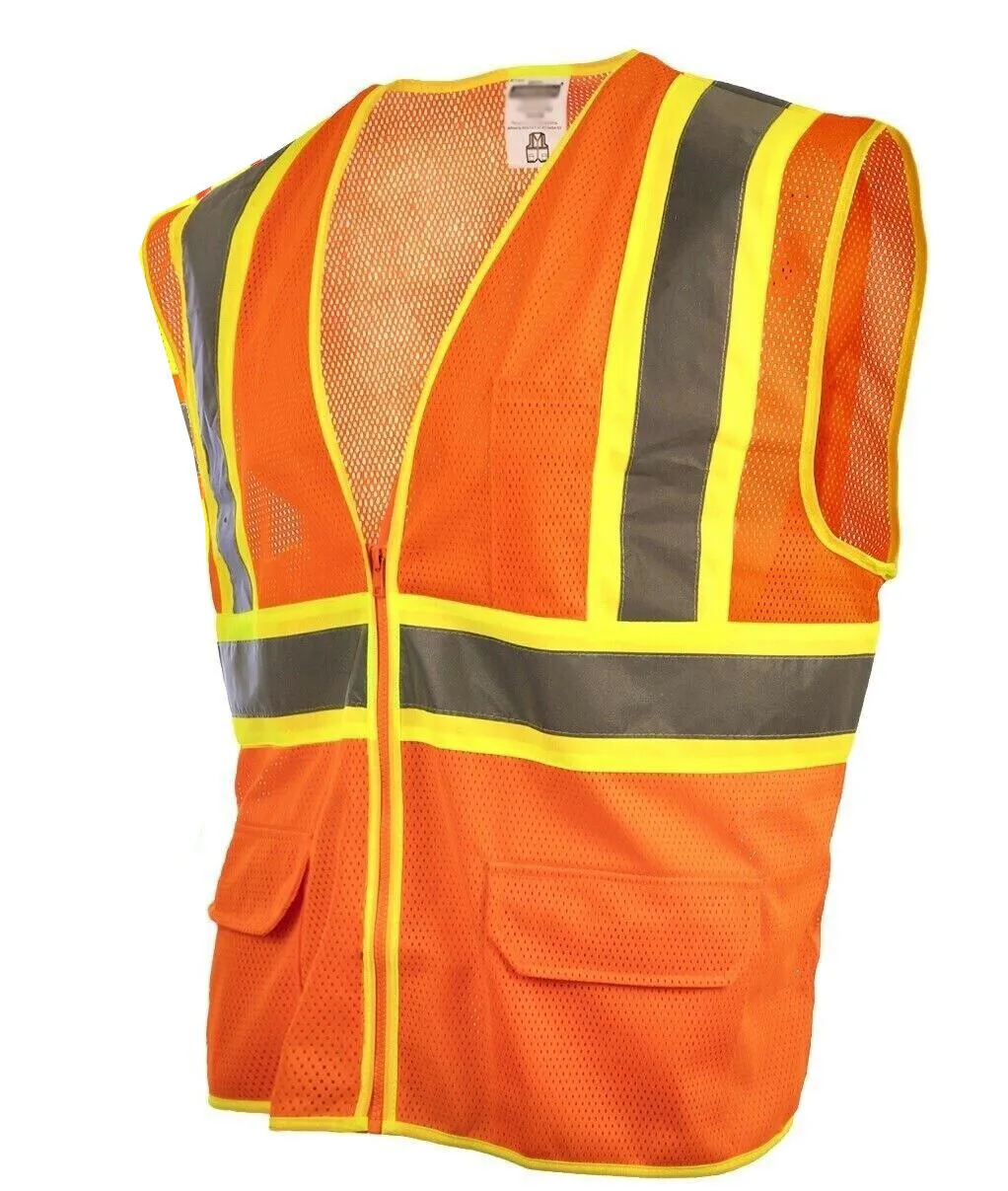 2 Pack Reflective Safety Work Vest High Visibility Pockets Construction Traffic