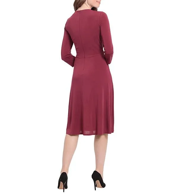 3/4 Sleeve Drape Neck Dress