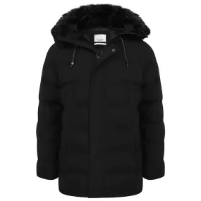 Aaran Fur Hooded Puffer Coat In Black