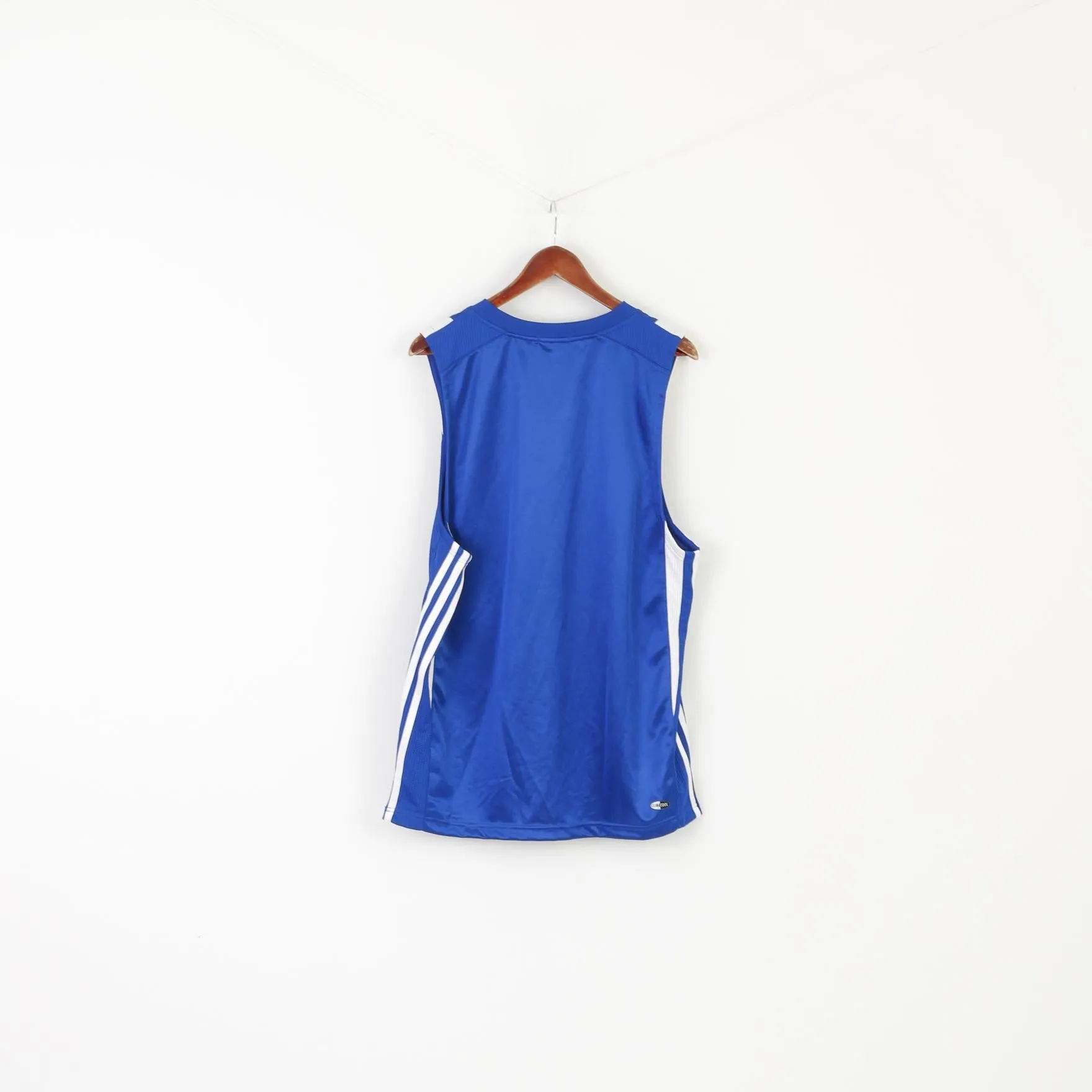 Adidas Men M Shirt Blue Shiny Clima 365 Sleeveless Sportswear Jersey Top