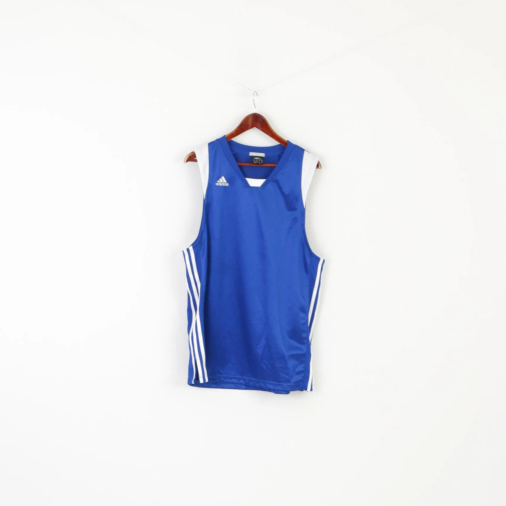 Adidas Men M Shirt Blue Shiny Clima 365 Sleeveless Sportswear Jersey Top