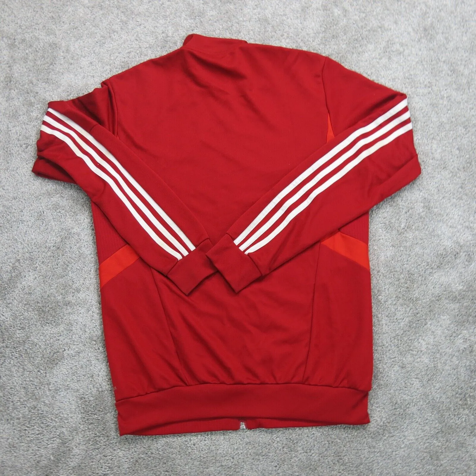 Adidas Mens Full Zip Track Jacket Athletic Long Sleeve Mock Neck 3 Stripe Red S