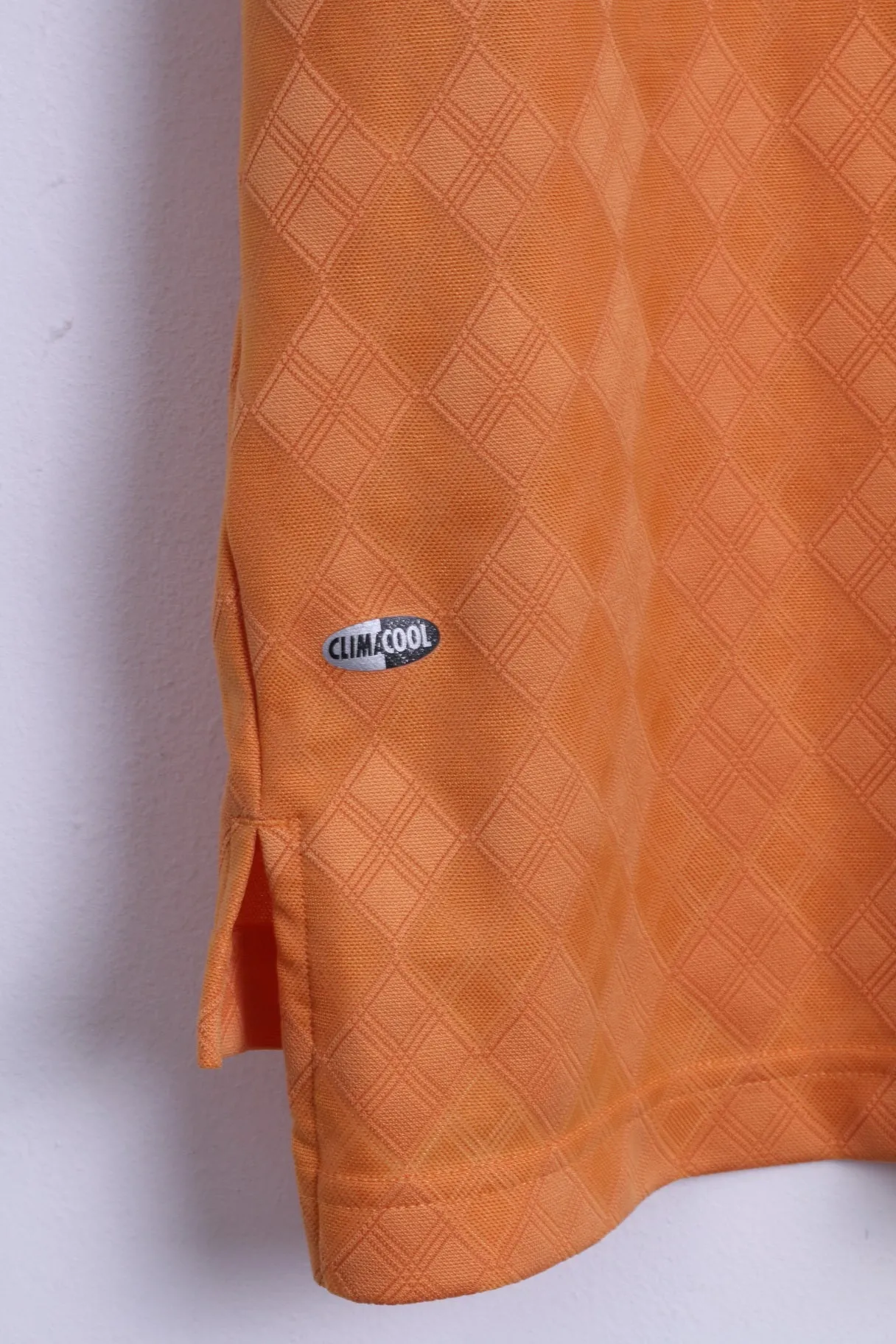 Adidas Mens XL Polo Shirt Shiny Orange Clima Cool Diamond Printed Retro Top