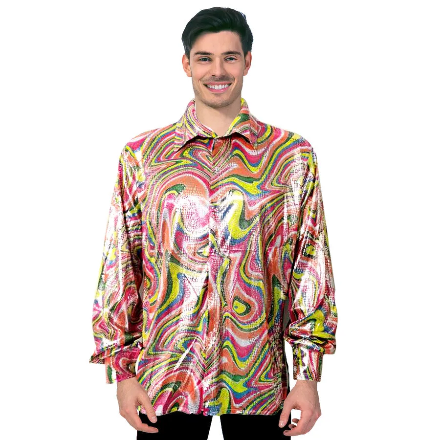 Adult Disco Shirt - Rainbow Swirls