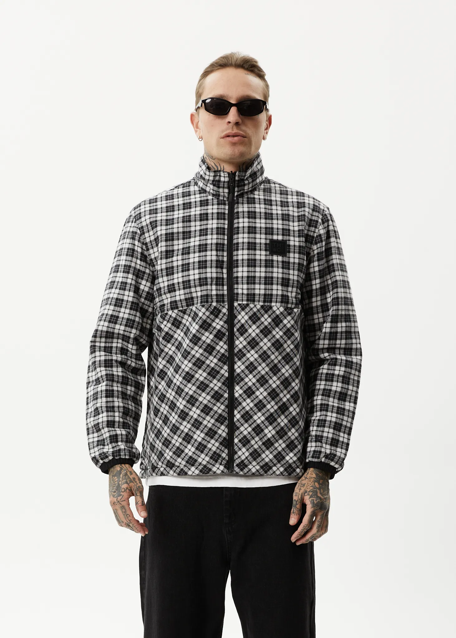 AFENDS Mens Asta - Check Reversible Jacket - Black