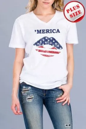 America short sleeve V-neck T-shirt