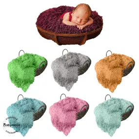 Babymoon Faux Fur Throw Basket Filler Blanket Baby Photography Photoshoot Props Flokati - Grey 52*48 CM