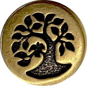 Bird in Tree Button 1/2" Antique Brass/Black from Tierra Cast   # 6583-27