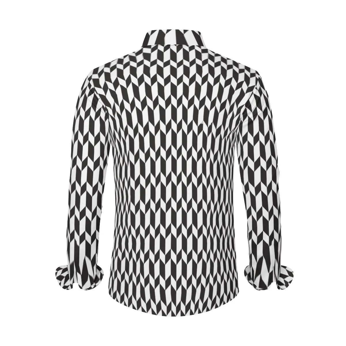 Black and White Shirt Men, Geometric Shirt, Op Art Shirt, High Fashion Shirt Men, Modern Retro Shirt, Men's Black Dress Shirt