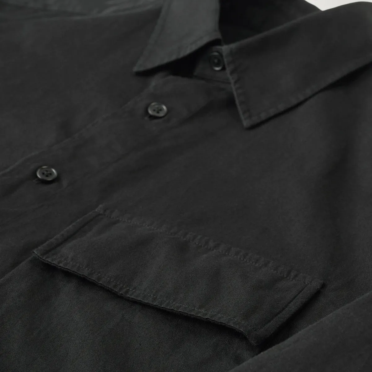 Black Garment Dyed Cotton Scale Shirt