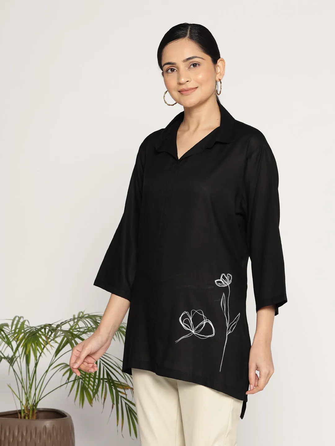 Black Rayon ShirtTop - Ravissant