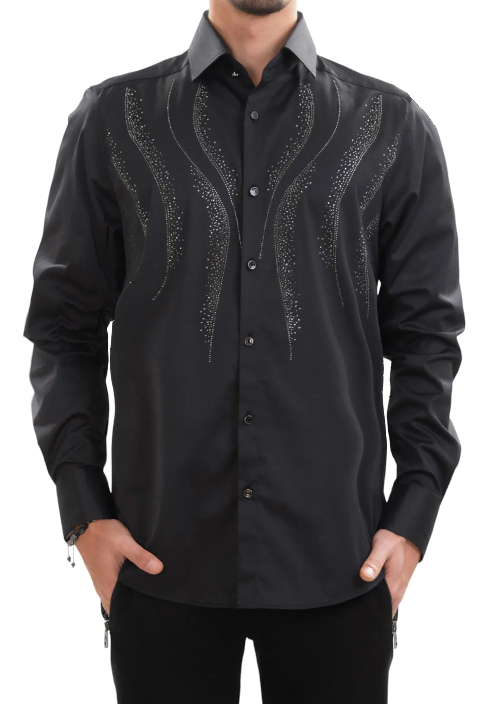 Black Wave Rhinestone Shirt