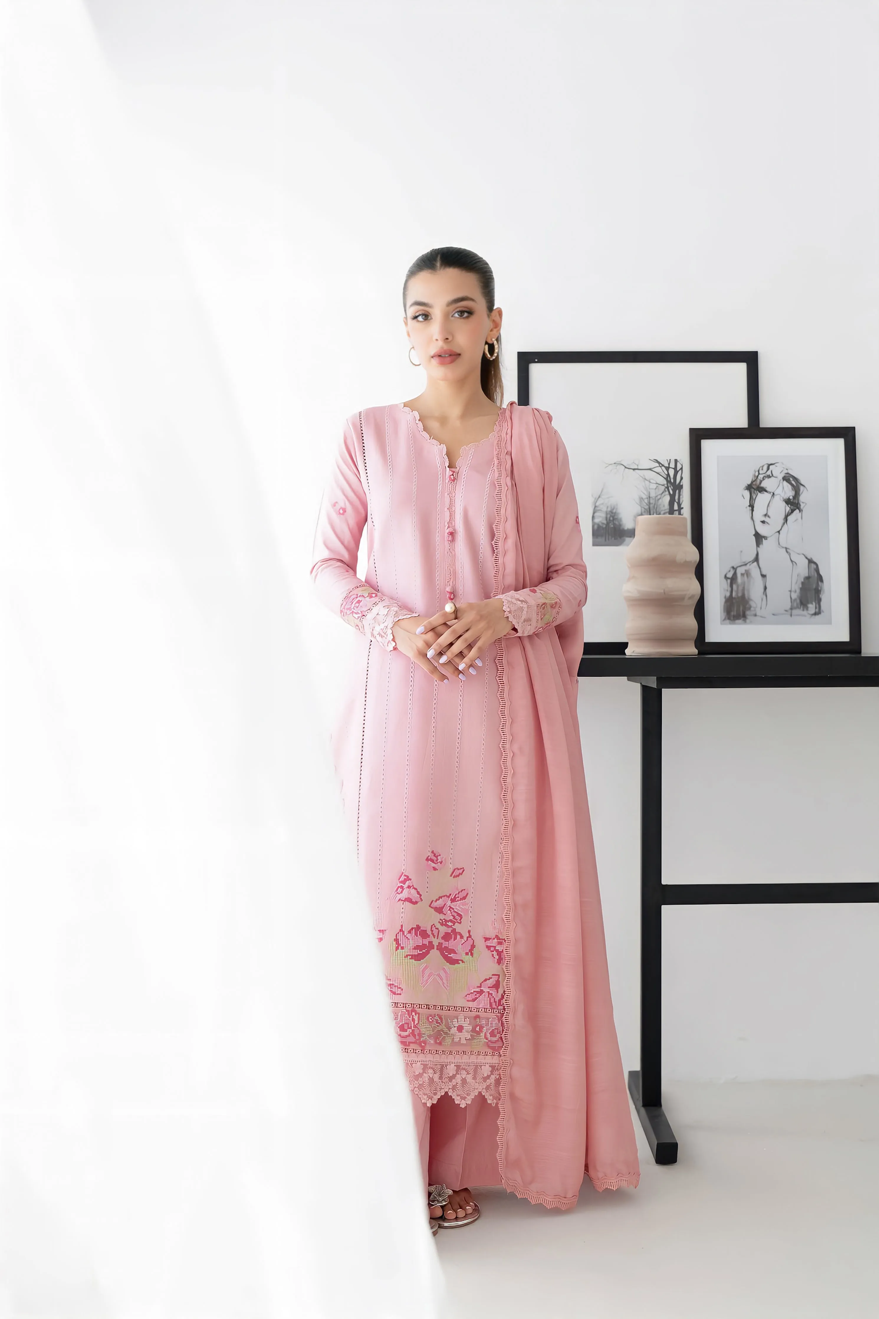 BLUSH PINK EMBROIDERED LAWN SET EID UL AZHA ‘24 NEL-24618 (ready to ship)