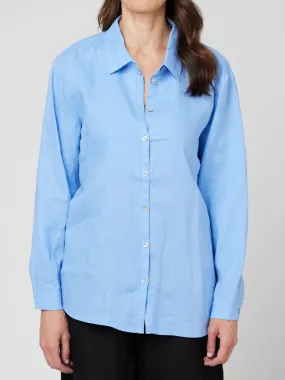 Boyfriend Linen Shirt - Cornflower