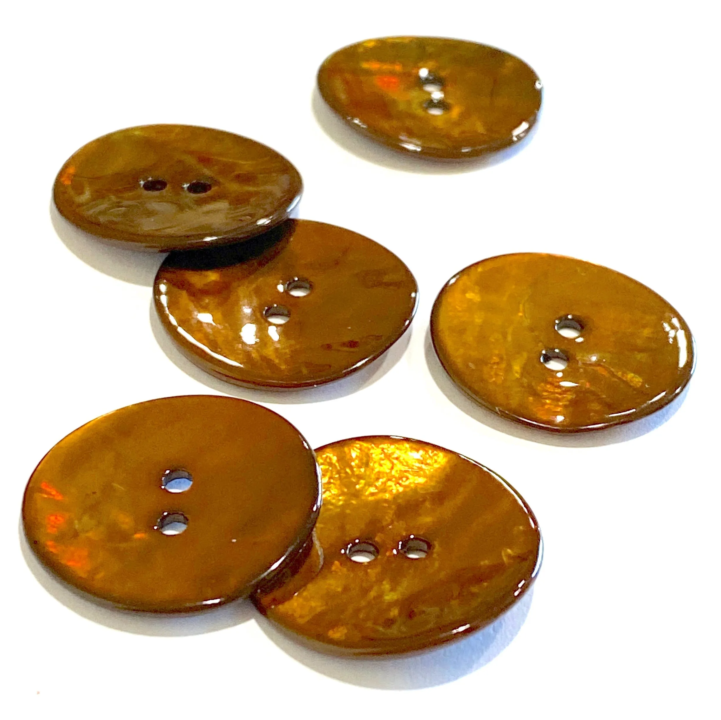 Brown 5/8" Shiny Agoya Shell 2-Hole Button  #1241