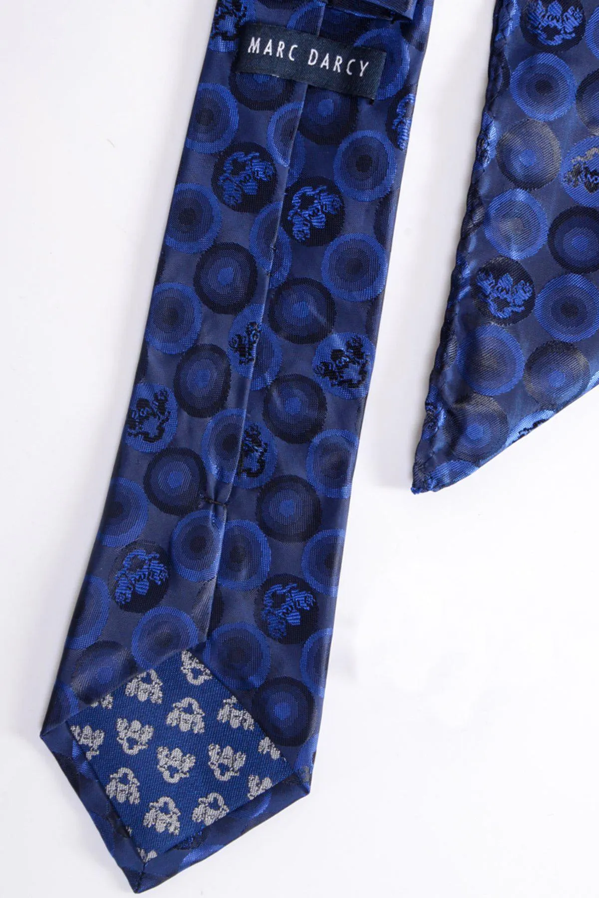 BUBBLES - Navy Bubble Circle Print Tie and Pocket Square Set