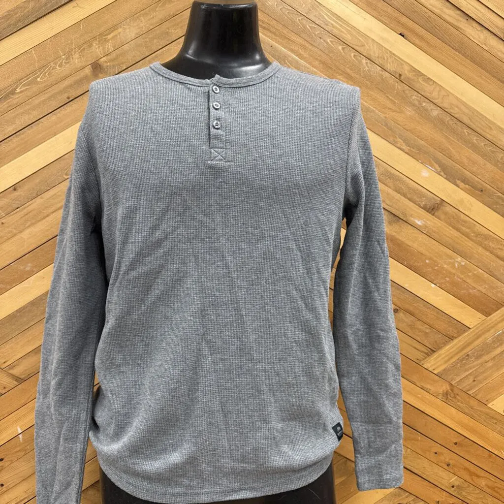 Buffalo David Bitton Long Sleeve Henley Shirt: Grey -men-MD