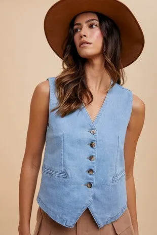 Button Down Denim Vest