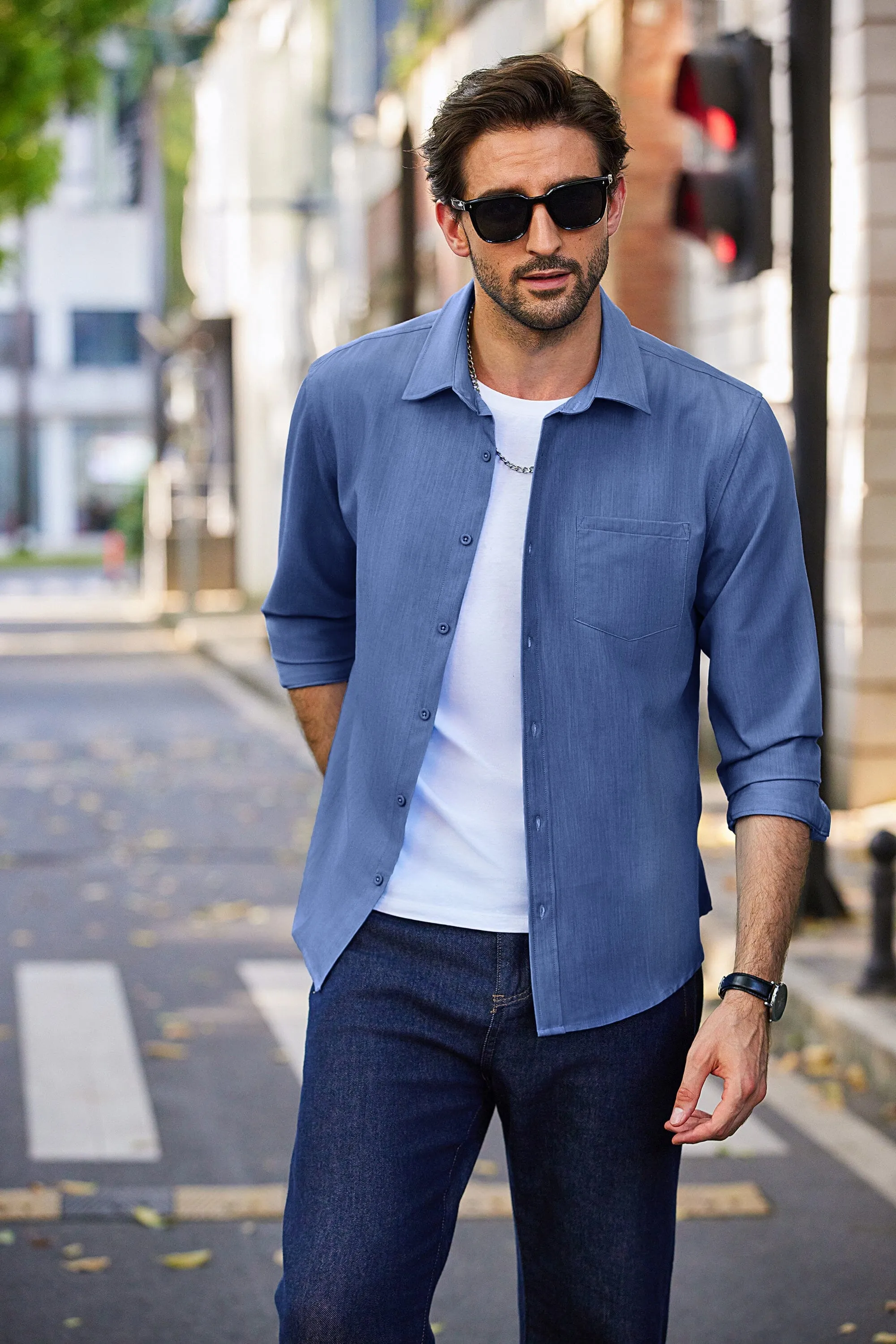 Casual Faux Denim Shirt (US Only)