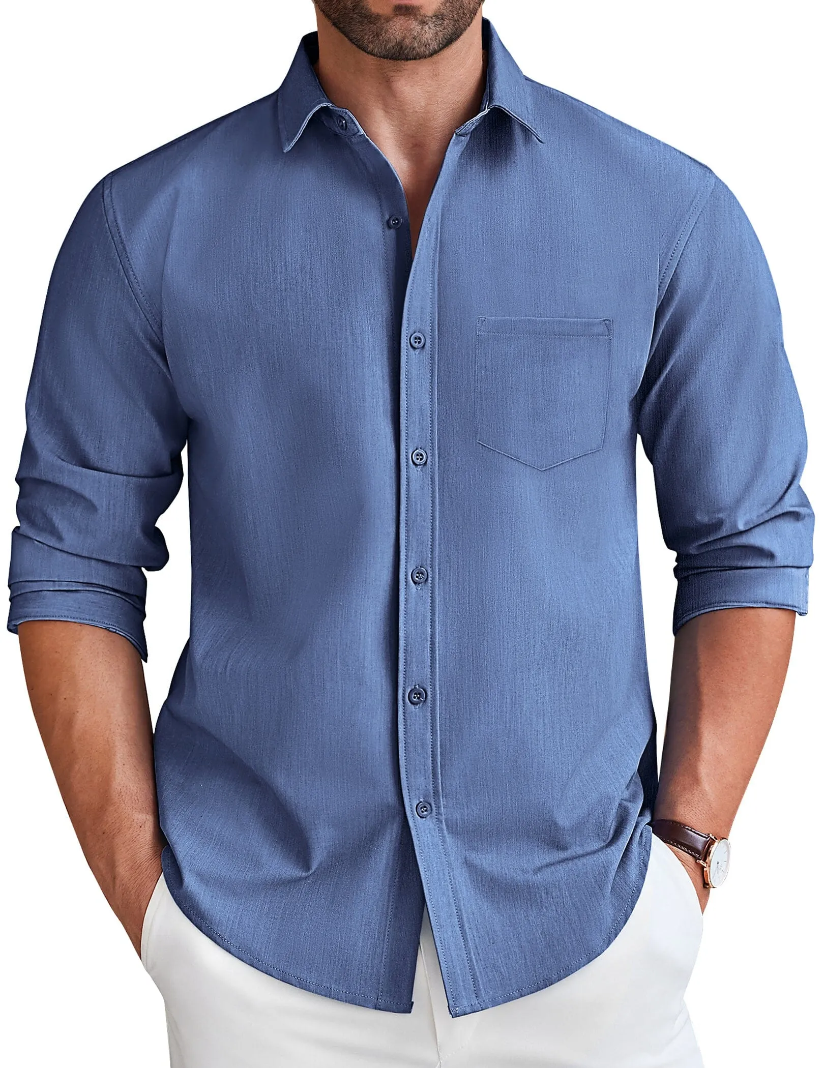 Casual Faux Denim Shirt (US Only)