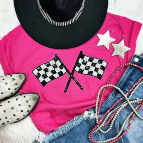 Checkered Flag Sequin tee