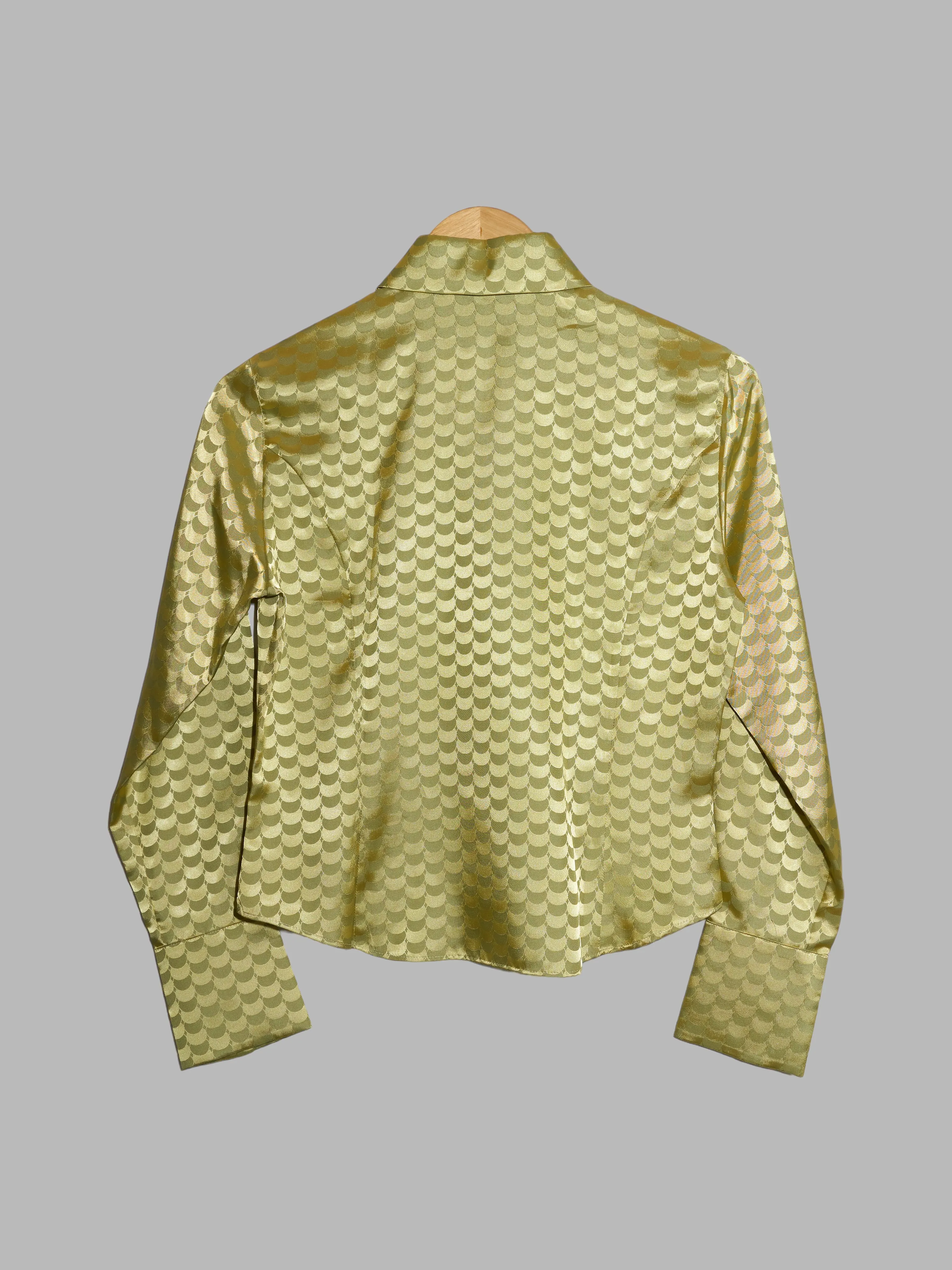 Christian Aujard shiny green polyester scale pattern shirt - size 38