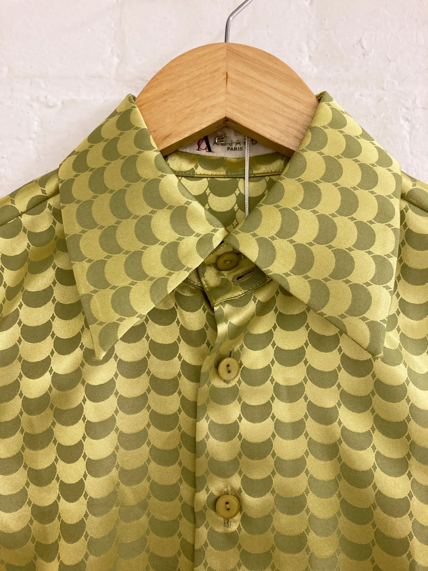 Christian Aujard shiny green polyester scale pattern shirt - size 38