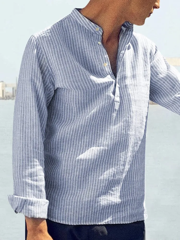 Cotton Linen Stripe Shirts