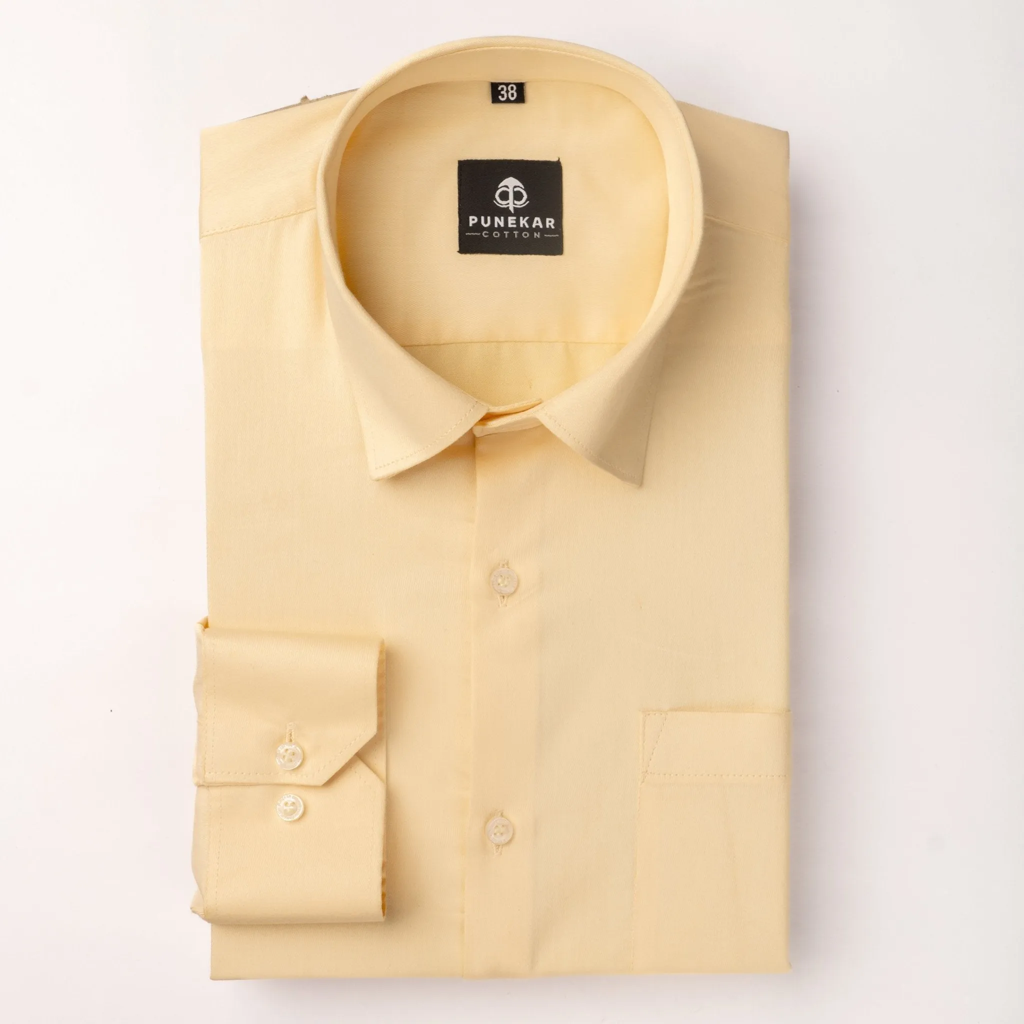 Cream Color Cotton Satin Shirt For Men