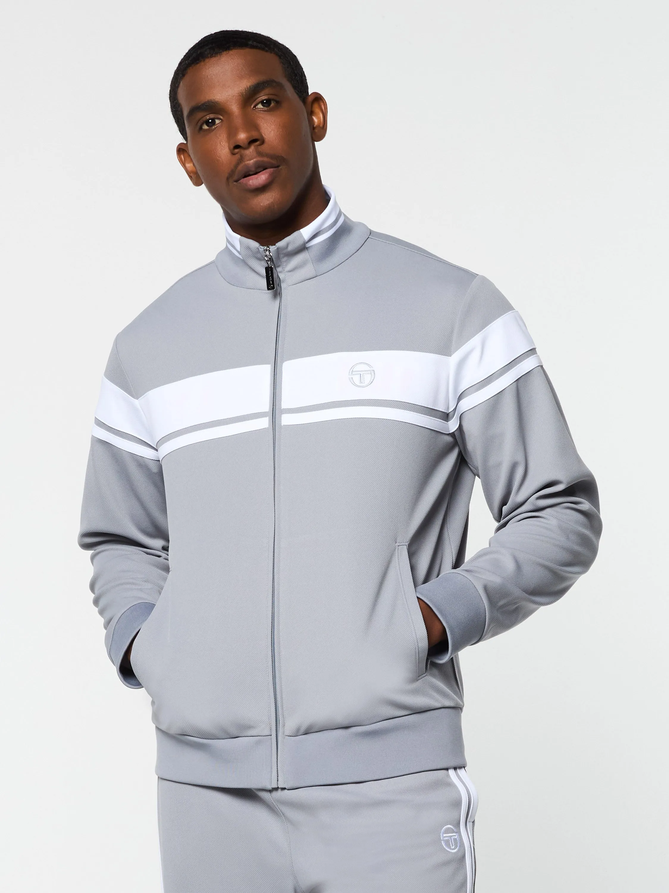 Damarindo Track Jacket- Sleet/ White