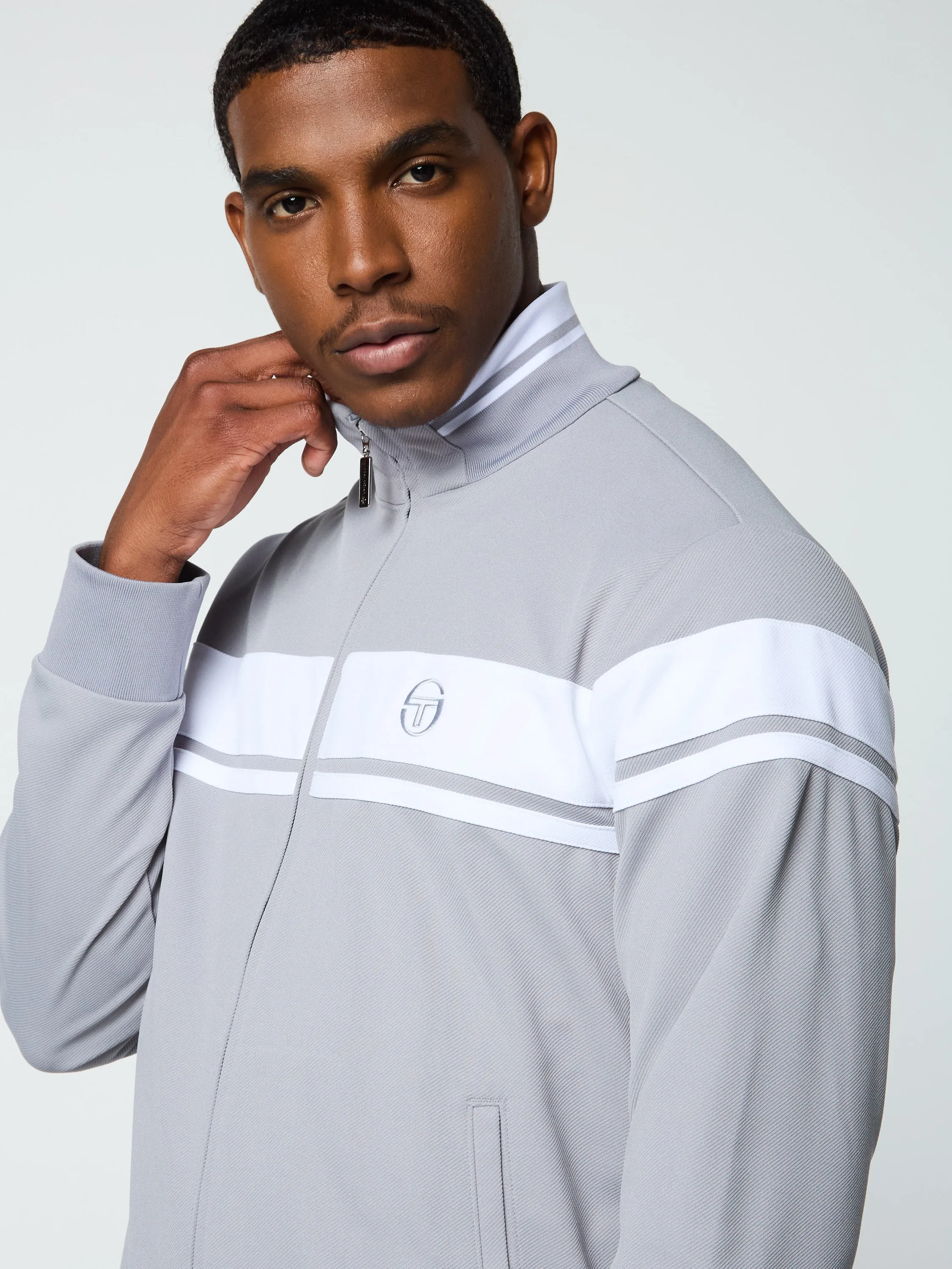 Damarindo Track Jacket- Sleet/ White