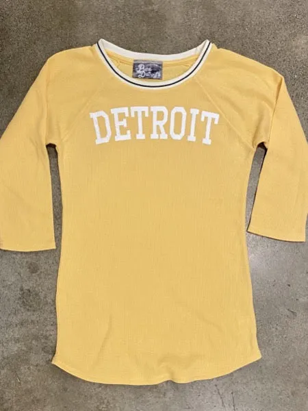 Detroit Collegiate Thermal 3/4 Sleeve Tee / Sunglow / Women's