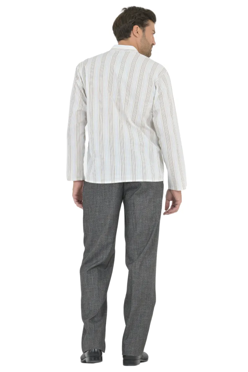 Ecru Brown Striped Men's Shirt