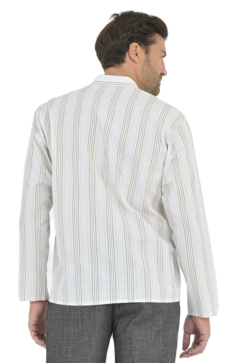 Ecru Brown Striped Men's Shirt