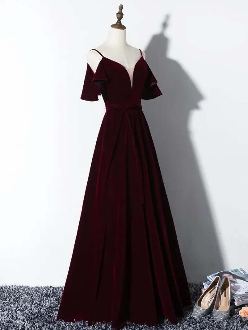 Elegant Velvet Long Bridesmaid Dress , Charming Party Gowns