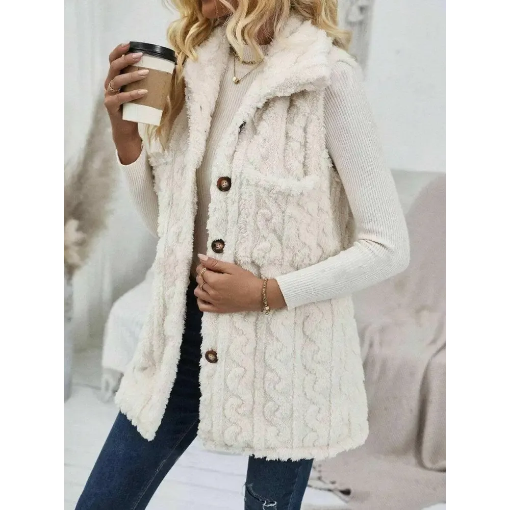 Elevate Your Wardrobe with the Fuzzy Button Up Vest Coat for Luxury Fashion