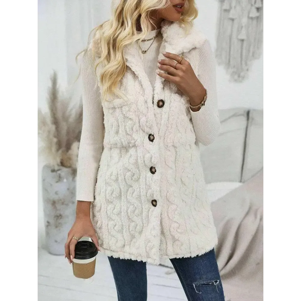 Elevate Your Wardrobe with the Fuzzy Button Up Vest Coat for Luxury Fashion