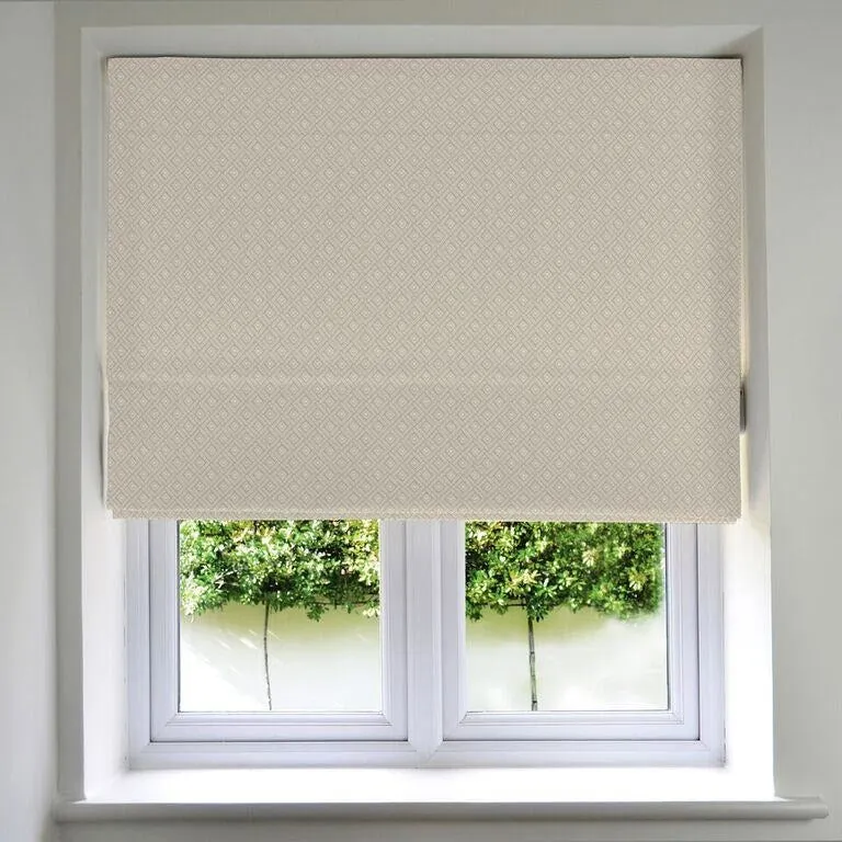 Elva Geometric Beige Grey Roman Blind