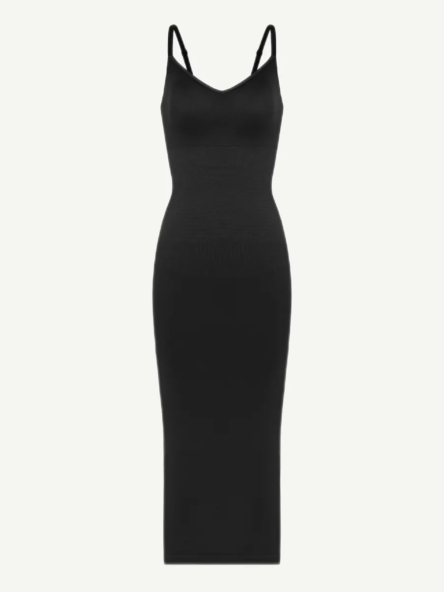 FeelinGirl Seamless Spaghetti Strap V-neck Maxi Built-in Shaper Dress