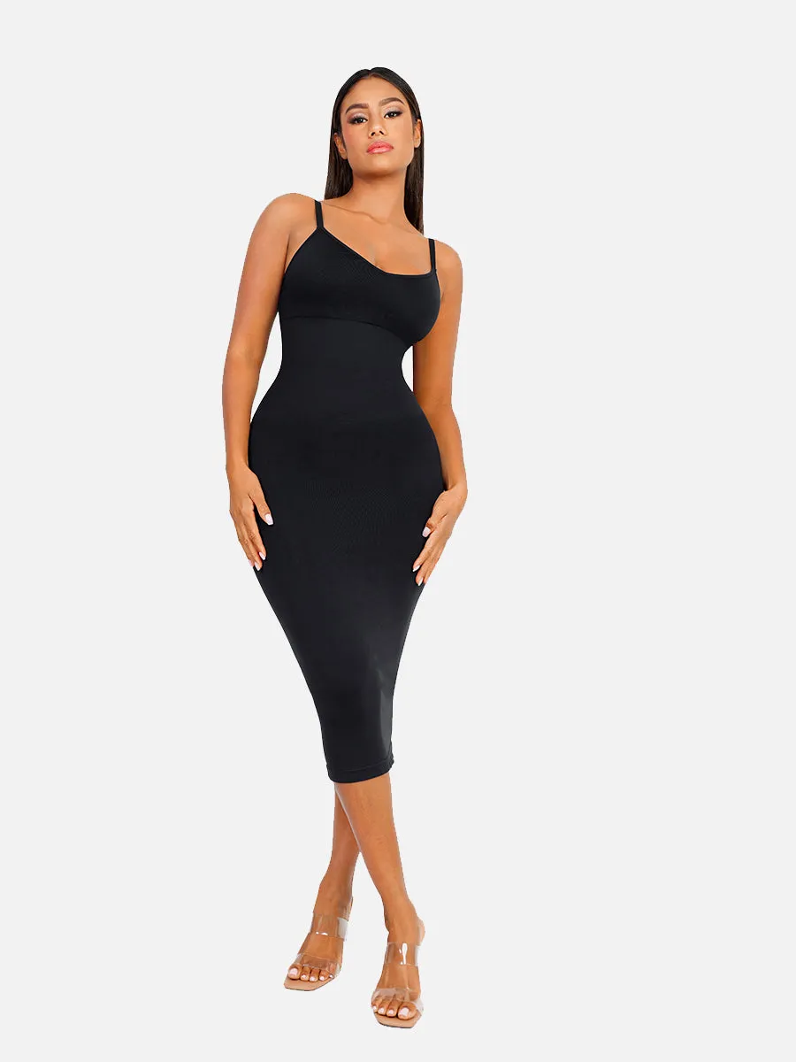 FeelinGirl Seamless Spaghetti Strap V-neck Maxi Built-in Shaper Dress