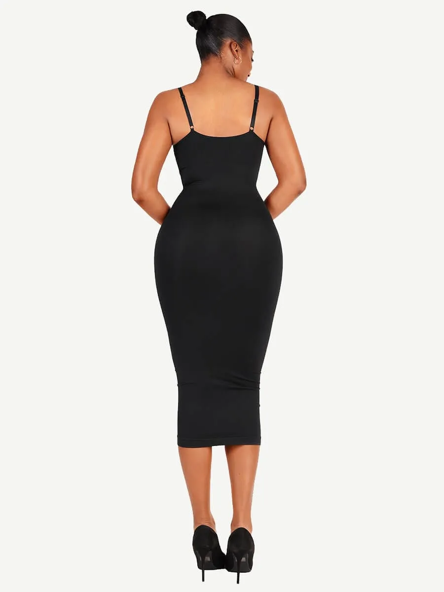 FeelinGirl Seamless Spaghetti Strap V-neck Maxi Built-in Shaper Dress