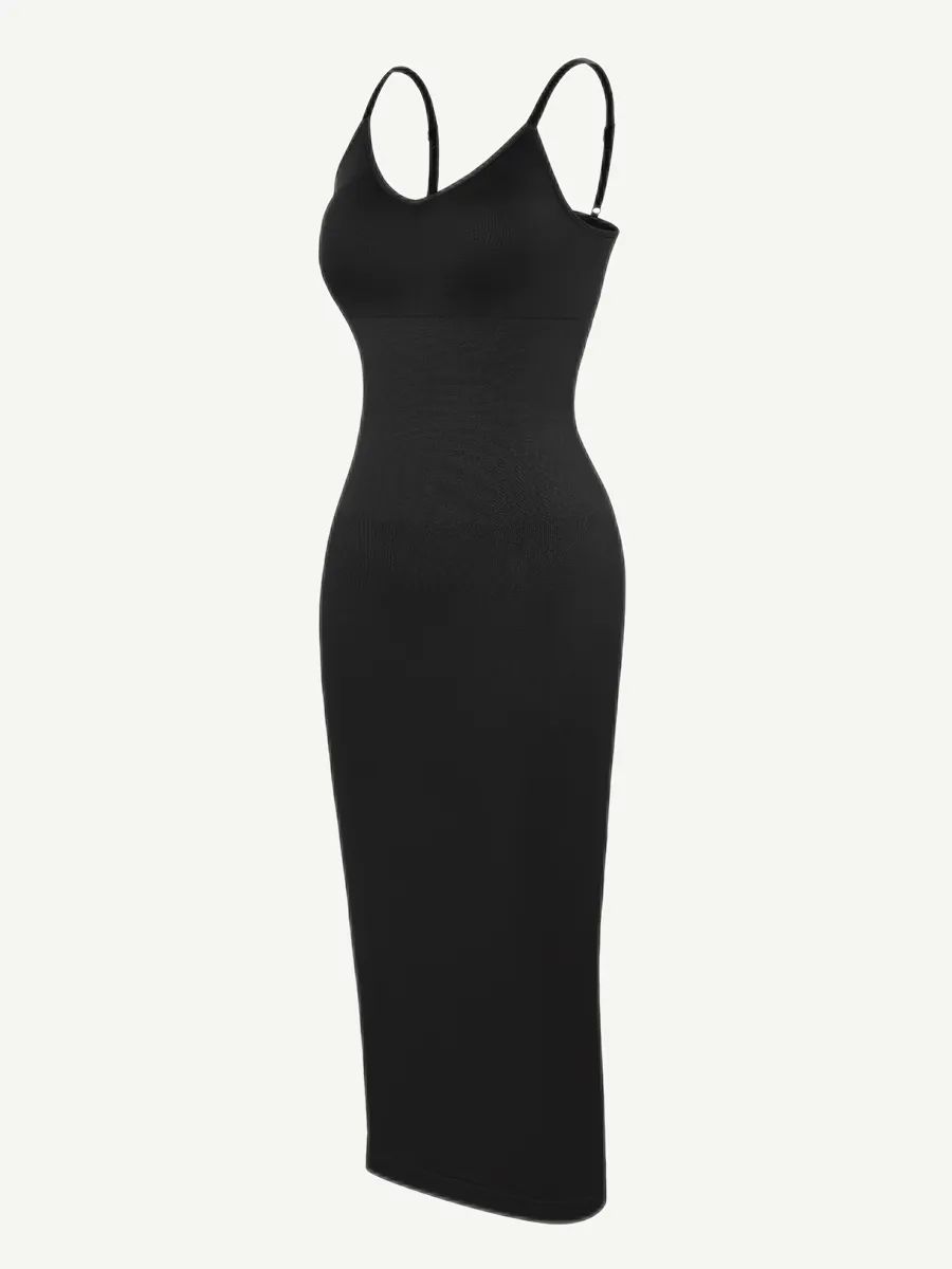 FeelinGirl Seamless Spaghetti Strap V-neck Maxi Built-in Shaper Dress