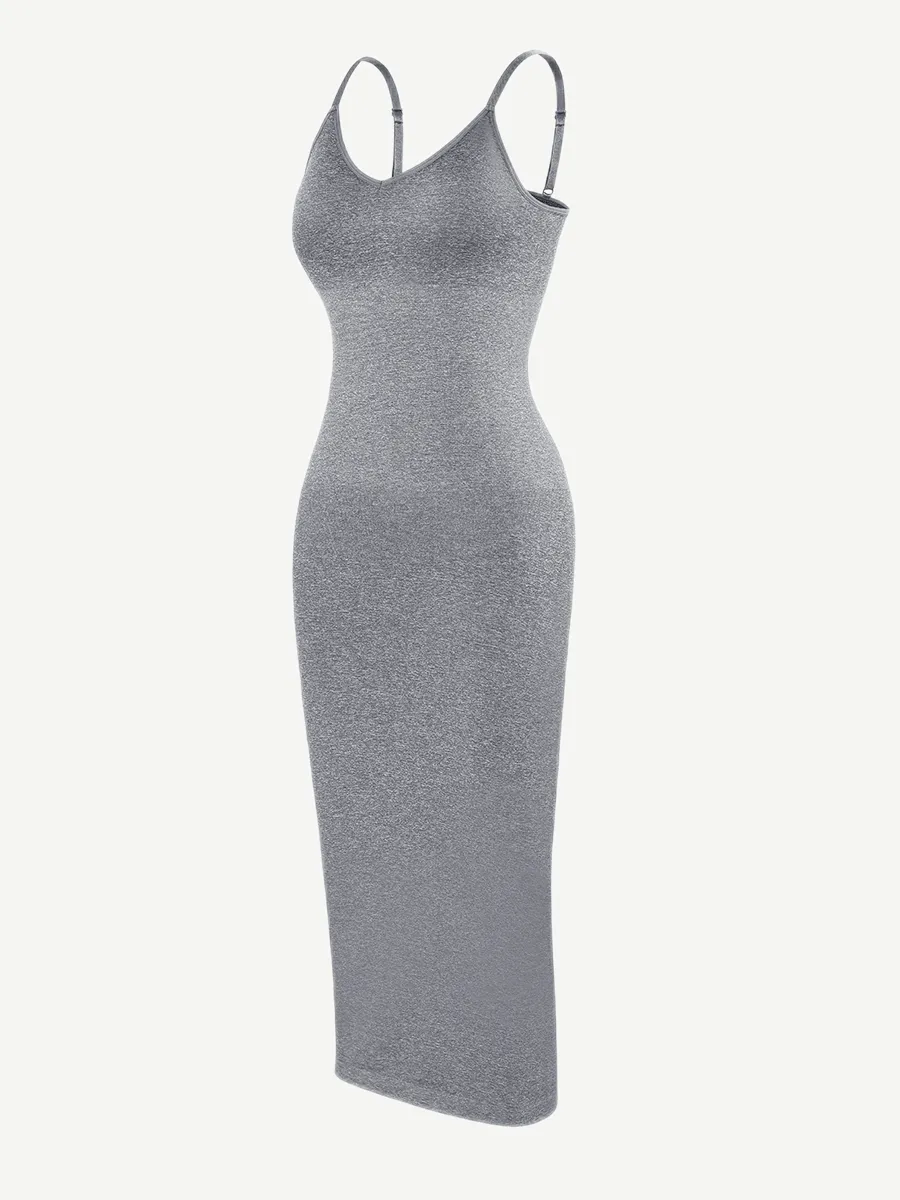 FeelinGirl Seamless Spaghetti Strap V-neck Maxi Built-in Shaper Dress