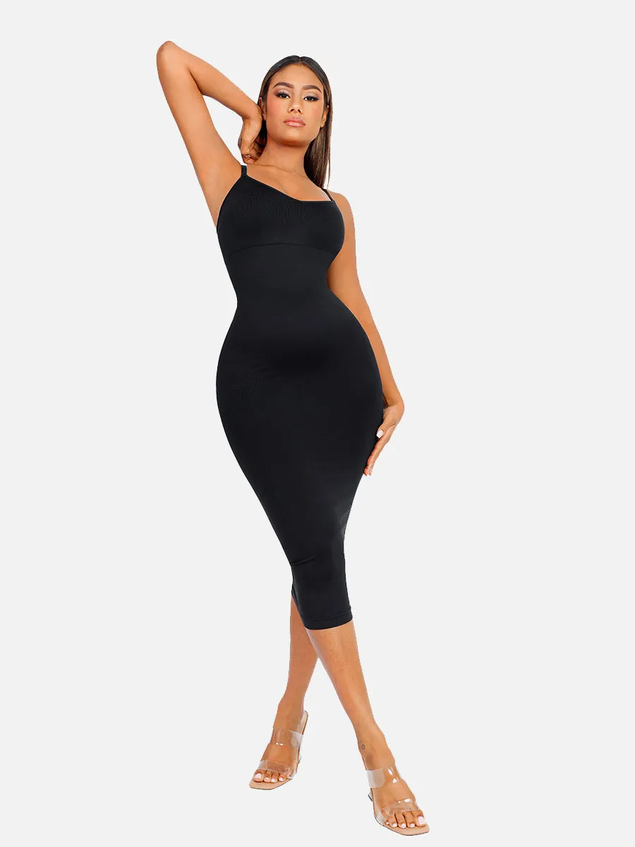 FeelinGirl Seamless Spaghetti Strap V-neck Maxi Built-in Shaper Dress