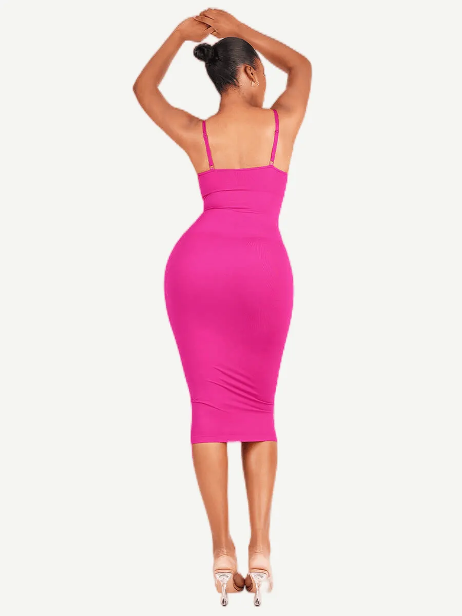 FeelinGirl Seamless Spaghetti Strap V-neck Maxi Built-in Shaper Dress