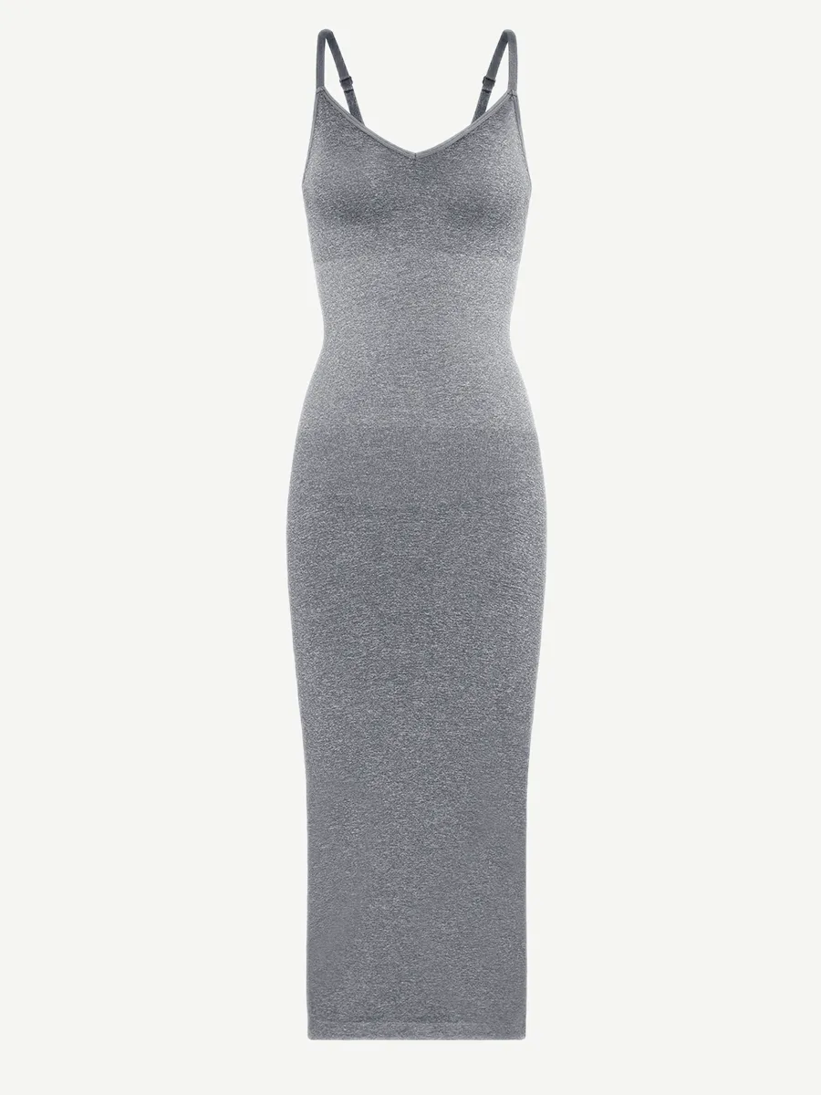 FeelinGirl Seamless Spaghetti Strap V-neck Maxi Built-in Shaper Dress