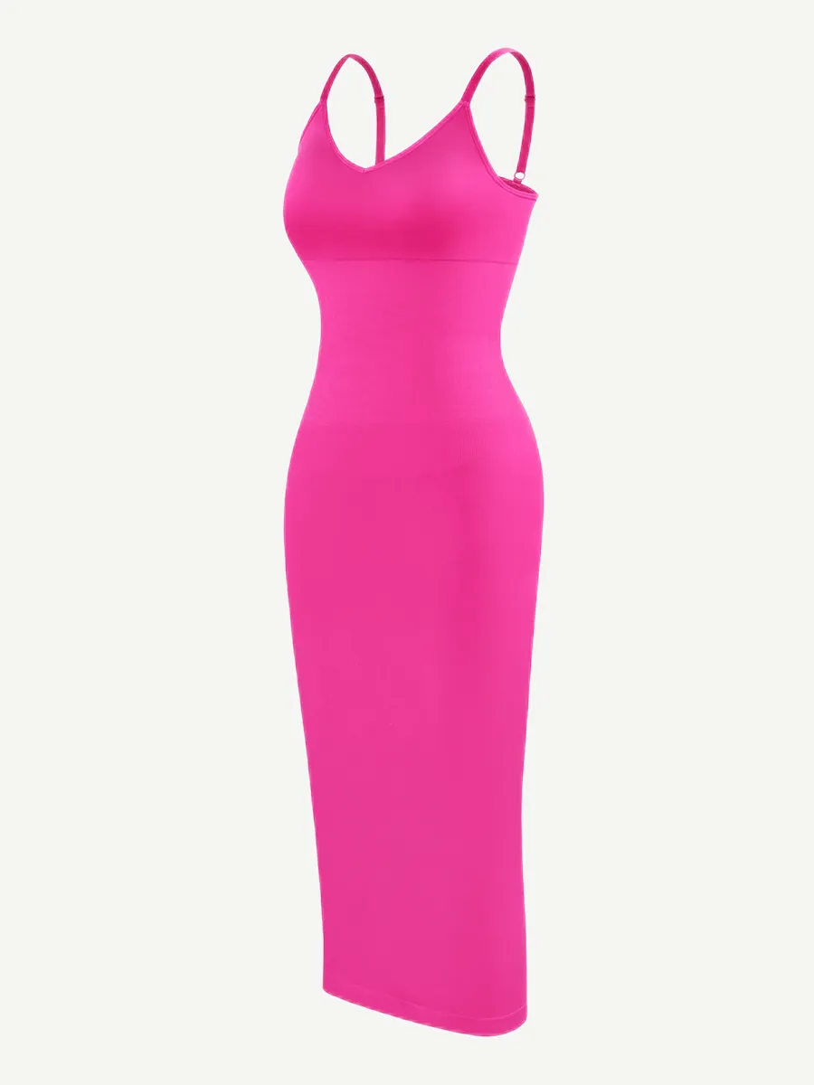 FeelinGirl Seamless Spaghetti Strap V-neck Maxi Built-in Shaper Dress