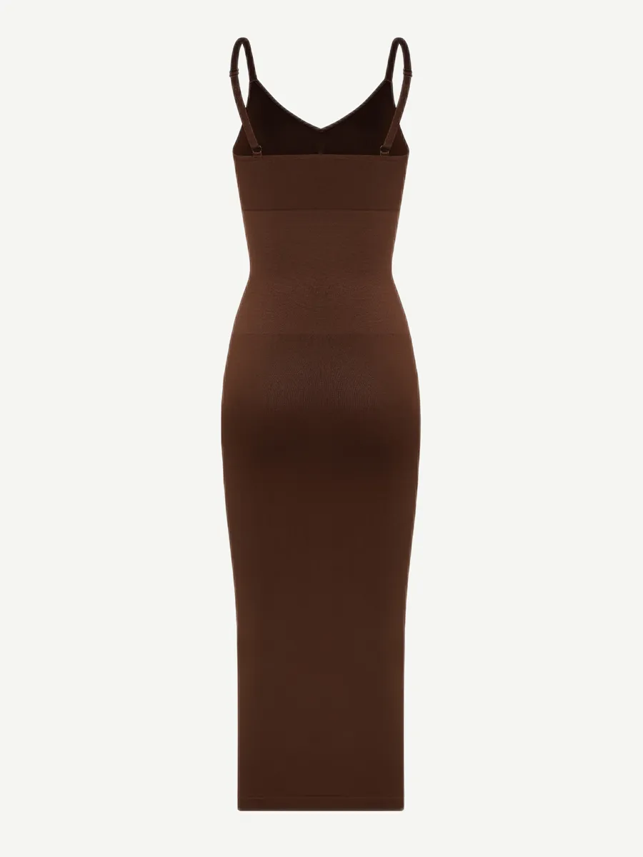 FeelinGirl Seamless Spaghetti Strap V-neck Maxi Built-in Shaper Dress